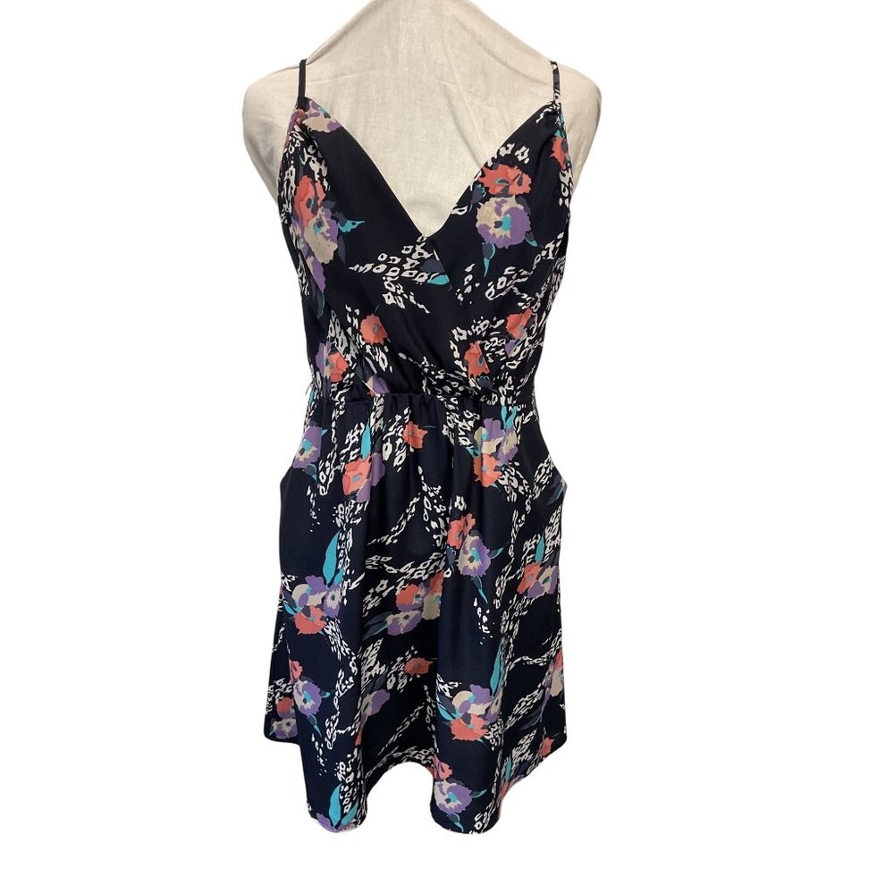 Yumi Kim Floral Print Navy Sleeveless Dress Womens Size M
